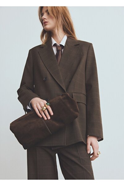 MANGO Woman Kareli çift düğmeli blazer ceket