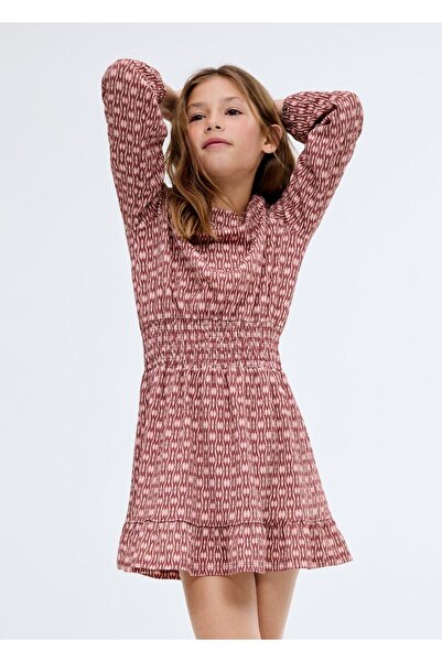 MANGO Kids Desenli volanlı elbise