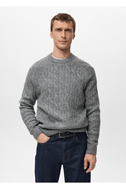 MANGO Man Örgü yapılı dokulu jarse kazak