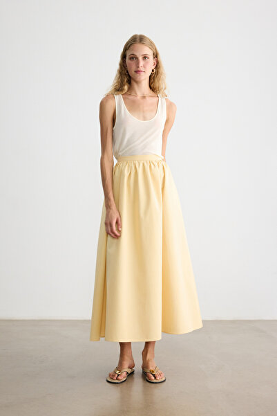 BE BLUE تنورة بوبلين منسوجة بالزبدة