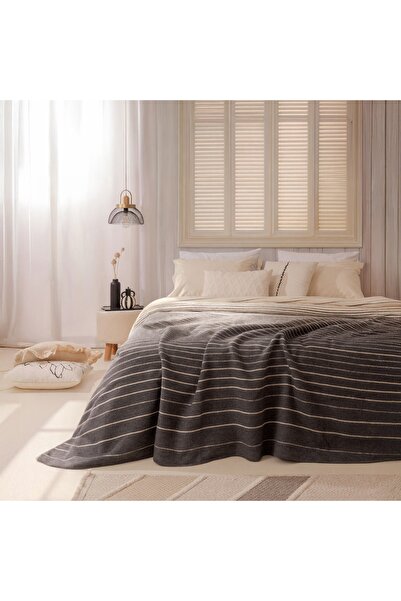 Evidea Pătură moale din bumbac Victor - Antracit - 150x200 cm