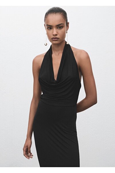 MANGO Woman Sırtı açık drape elbise