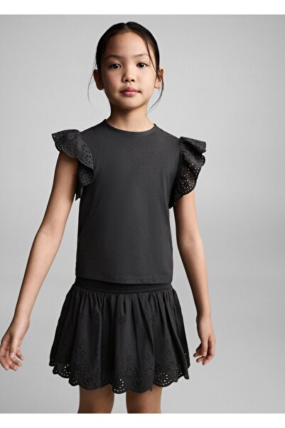 MANGO Kids Tricou din bumbac cu broderie britanică