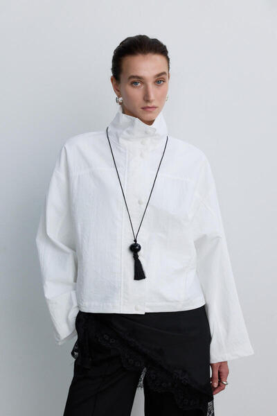 BE BLUE Ekru Stand-Up Collar Jacket