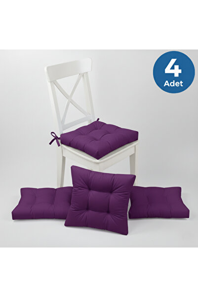 ALTINPAMUK Σετ 4 χρυσά μωβ αφράτα μαξιλάρια καρέκλας με ειδικά ραμμένα κορδόν...