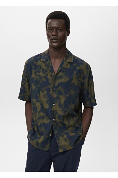 MANGO Man Desenli dökümlü normal kesim gömlek
