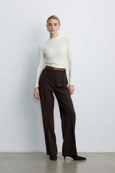 BE BLUE PANTALONI PALAZZO CU NERVURI MARO