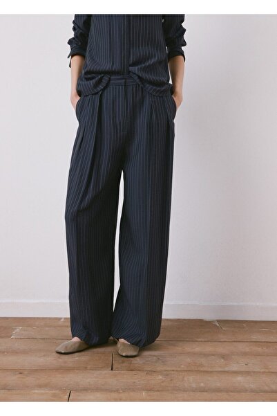 MANGO Woman Diplomatik çizgili wide leg pantolon