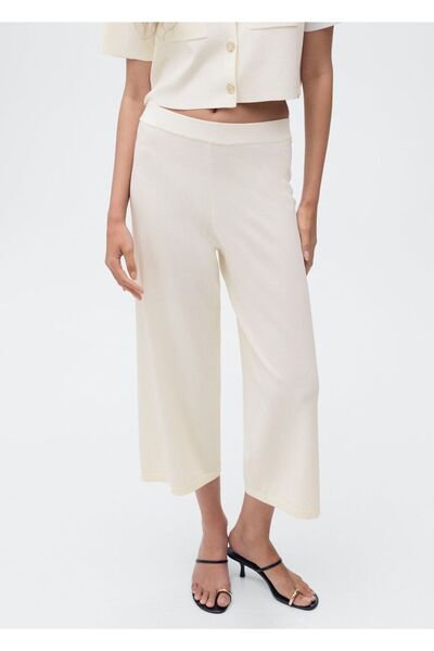 MANGO Woman Kısa paçalı triko pantolon