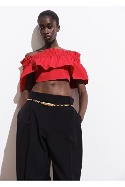 MANGO Woman Volanlı straplez üst