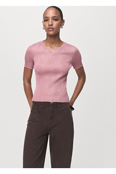 MANGO Woman Kısa kollu simli kazak