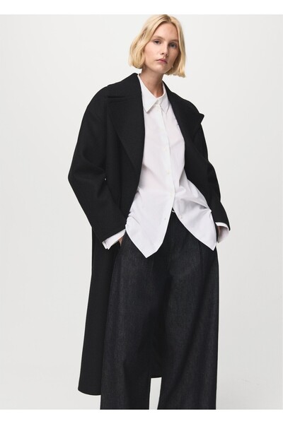 MANGO Woman Kemerli Manteco yünlü palto