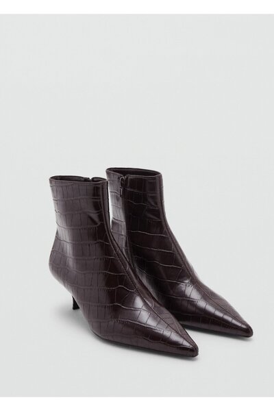 MANGO Woman Timsah derisi görünümlü sivri burunlu bot