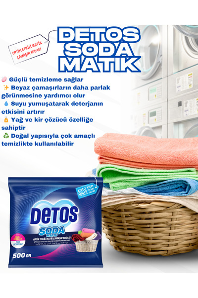DETOS Sodamatik Kireç Önleyici 500 gr (TÜLLER - BEYAZLAR - RENKLİLER)-1 adet