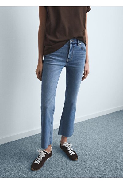 MANGO Woman Sienna flare crop jean pantolon
