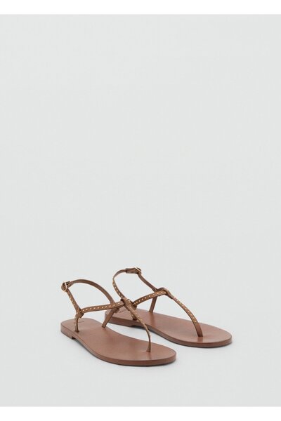 MANGO Woman Mini zımbalı deri sandalet