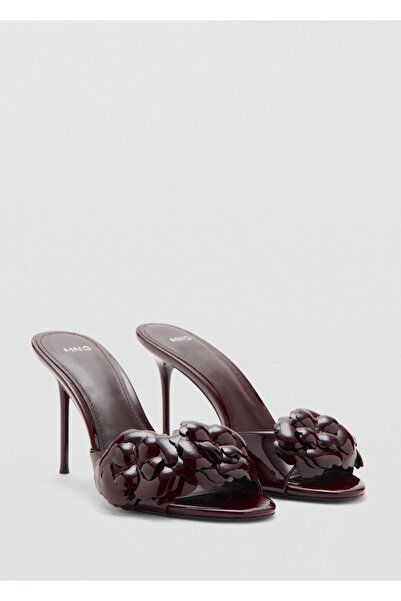 MANGO Woman Çiçekli rugan topuklu sandalet