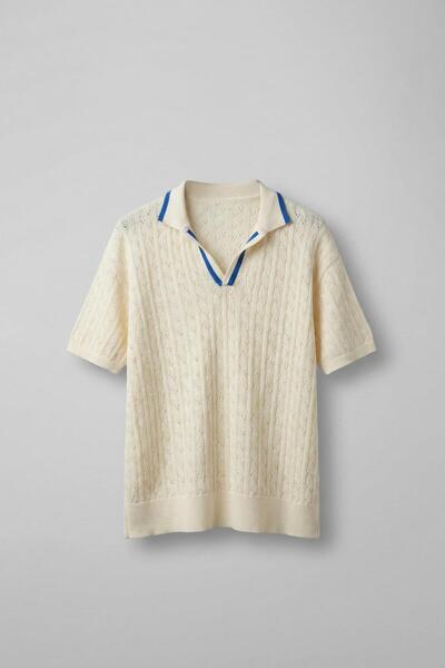 ablukaonline Ανδρικό πλεκτό μπλουζάκι με μοτίβο με λαιμόκοψη V και μισό σχέδι...