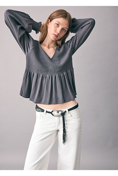 Mango Teen Wideleg zımbalı jean pantolon