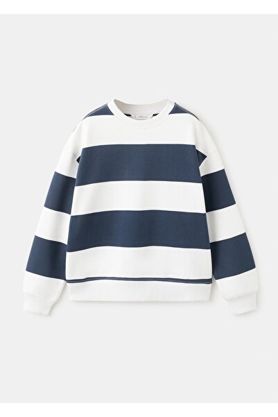 MANGO Kids %100 pamuklu çizgili sweatshirt