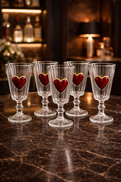 YzHome 6 قطع من أكواب الكريستال الزجاجية على شكل قلب سعة 75 مل