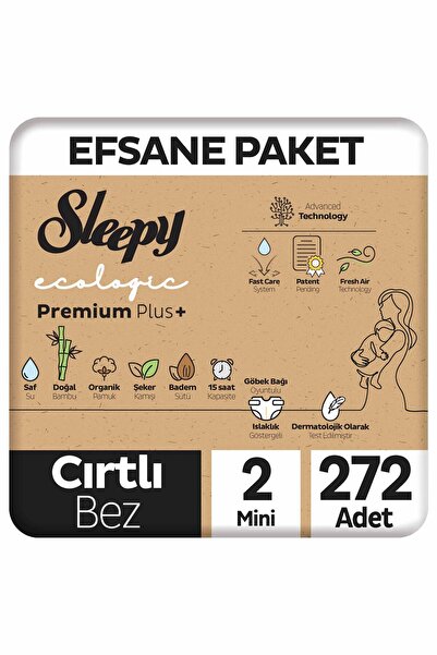 Sleepy Ecologic Premium Plus Efsane Paket Bebek Bezi 2 Numara Mini 272 Adet