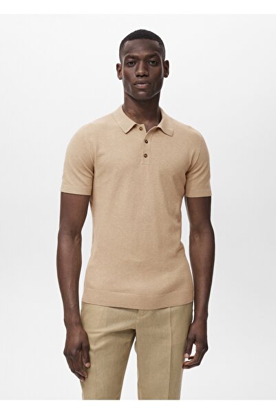 MANGO Man İnce triko pamuklu polo gömlek