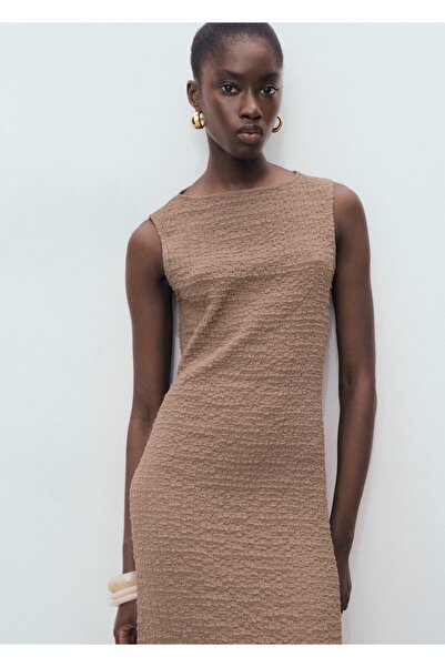 MANGO Woman Uzun dokuma elbise