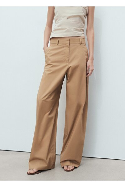 MANGO Woman Orta Bel Wideleg Pamuklu Pantolon