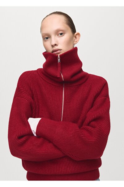 MANGO Woman Fermuarlı huni yaka kazak