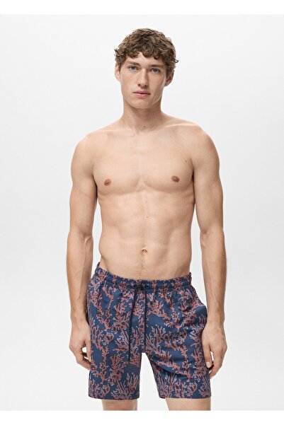 MANGO Man Mercan desenli mayo