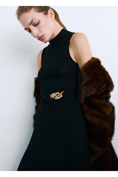 MANGO Woman Metalik detaylı triko elbise