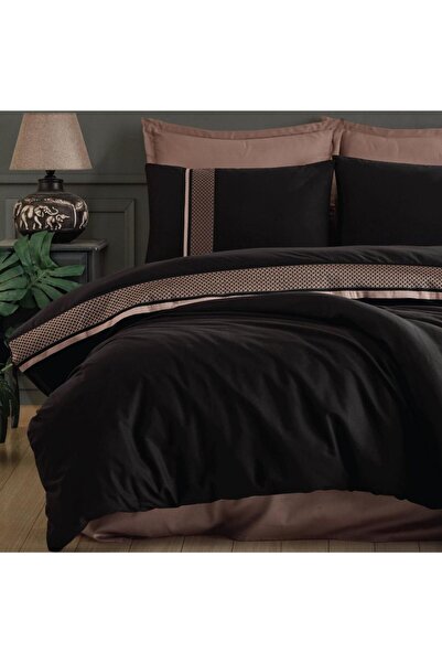 Clasy Borderline Double Ranforce Duvet Cover Set Tulkas V2 Black