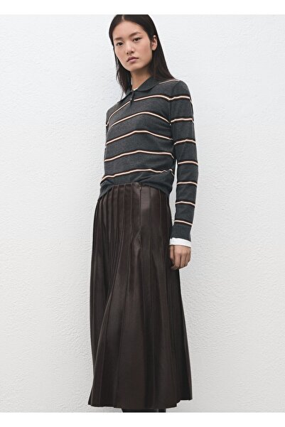 MANGO Woman Çizgili polo yaka kazak