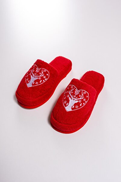 Ender Home Heart Embroidered Christmas Slippers Home Hotel Guest Thick Sole S...