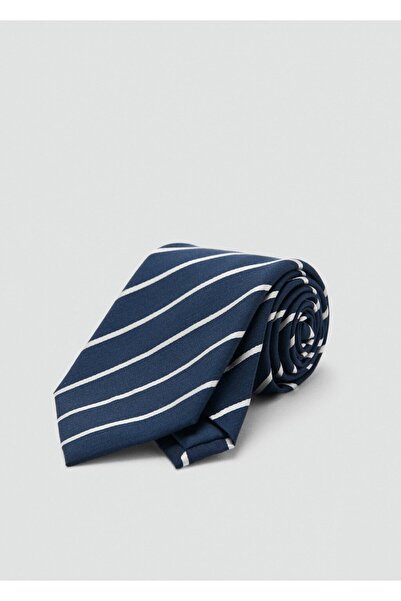 MANGO Man Çizgili ipek pamuklu kravat