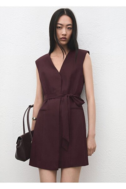 MANGO Woman Kemerli liyosel elbise