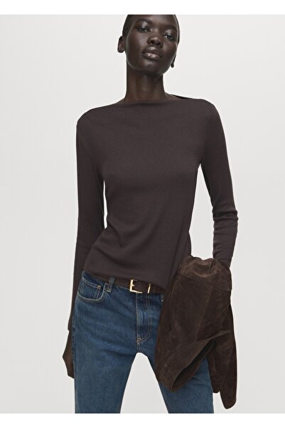 MANGO Woman Uzun kollu kayık yaka tişört