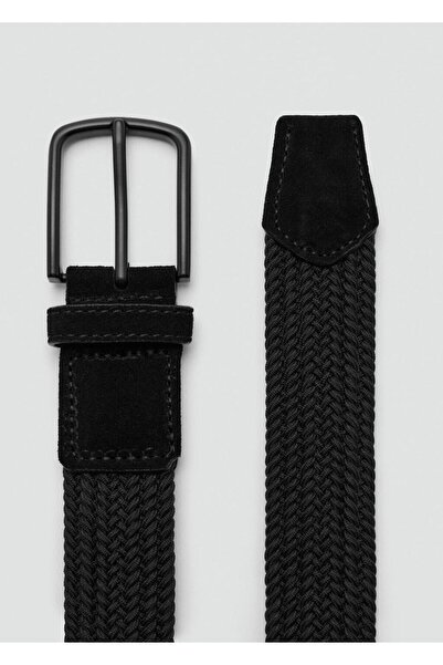 MANGO Man Örgü desenli elastik kemer