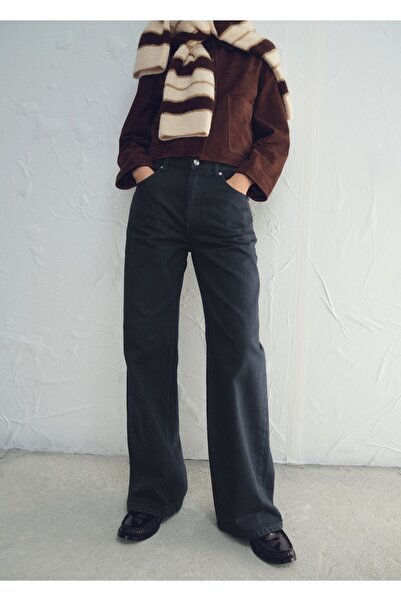 MANGO Woman Orta bel düz kesim jean