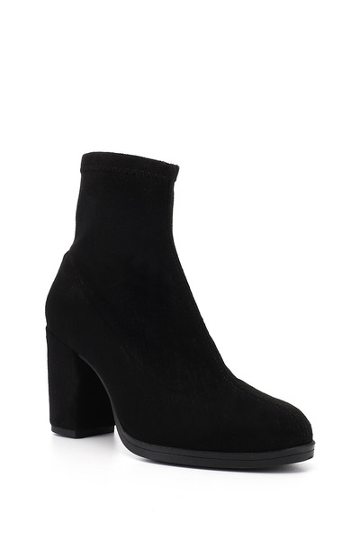 GÖNDERİ(R) Women's Black Suede Zippered Thick Heeled Boots