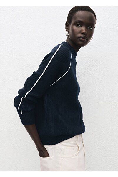 MANGO Woman Kontrast çizgili perkins yaka jarse