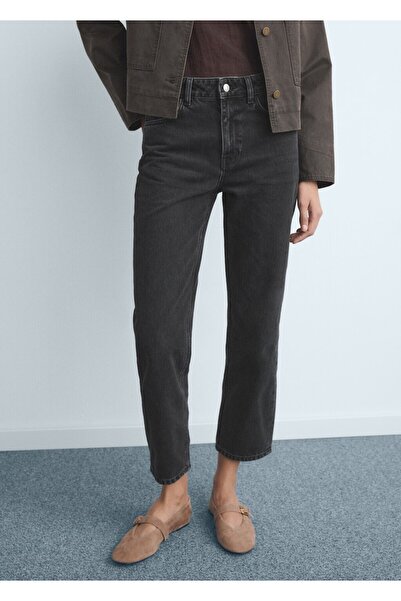 MANGO Woman Orta bel düz kesim jean