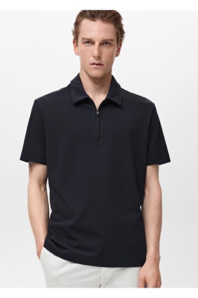 MANGO Man Yakası fermuarlı polo gömlek