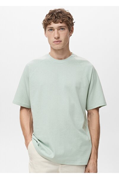 MANGO Man Rahat kesim pamuklu keten tişört