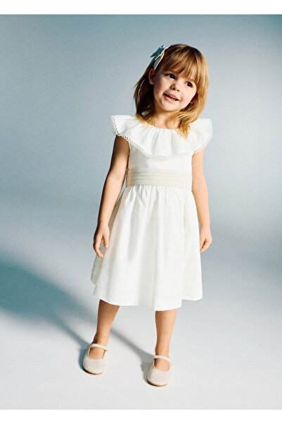 MANGO Baby Kısa keten elbise