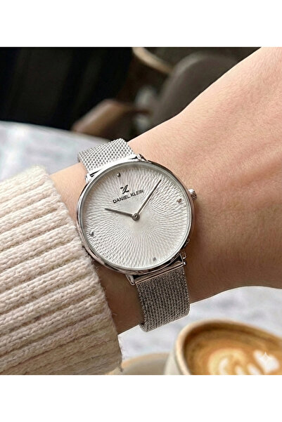 Daniel Klein Women's Stone Dial Silver Color Mesh Cord Wrist Watch
