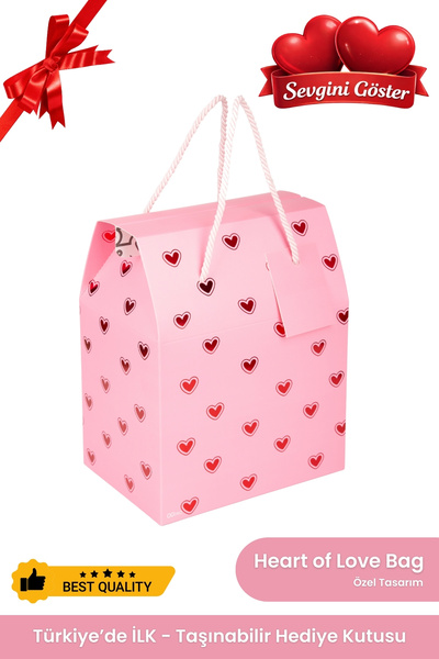 OGTWO Sevgililer Günü İçin Hediye Kutusu & Çanta Pembe Kalp Sevgili Hediye Pa...