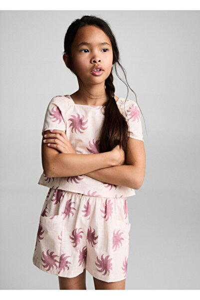 MANGO Kids Patterned crop blouse