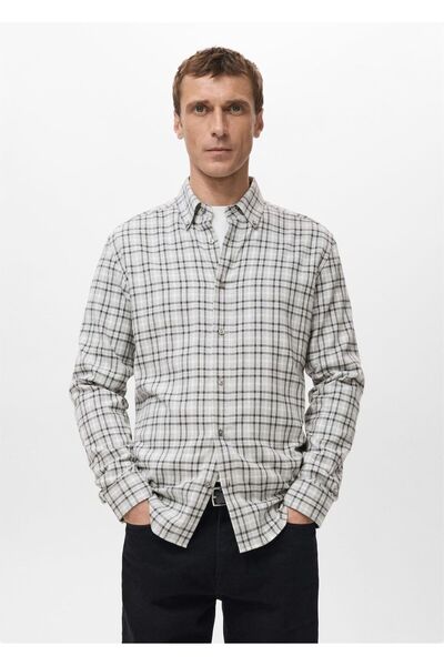 MANGO Man Düz kesim kareli flanel gömlek
